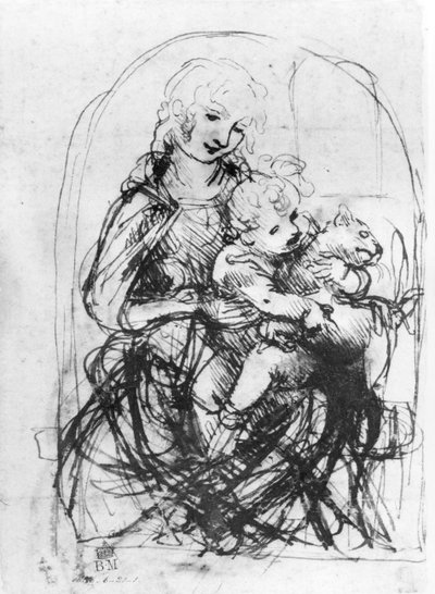 Study for a Madonna with a Cat by Leonardo da Vinci